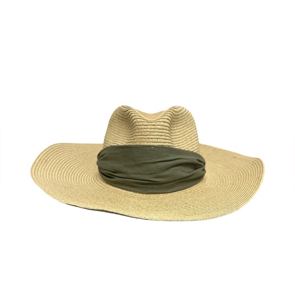 Scala Natural Straw Hat Handmade With Olive Green Tie Women’s OS main image 8